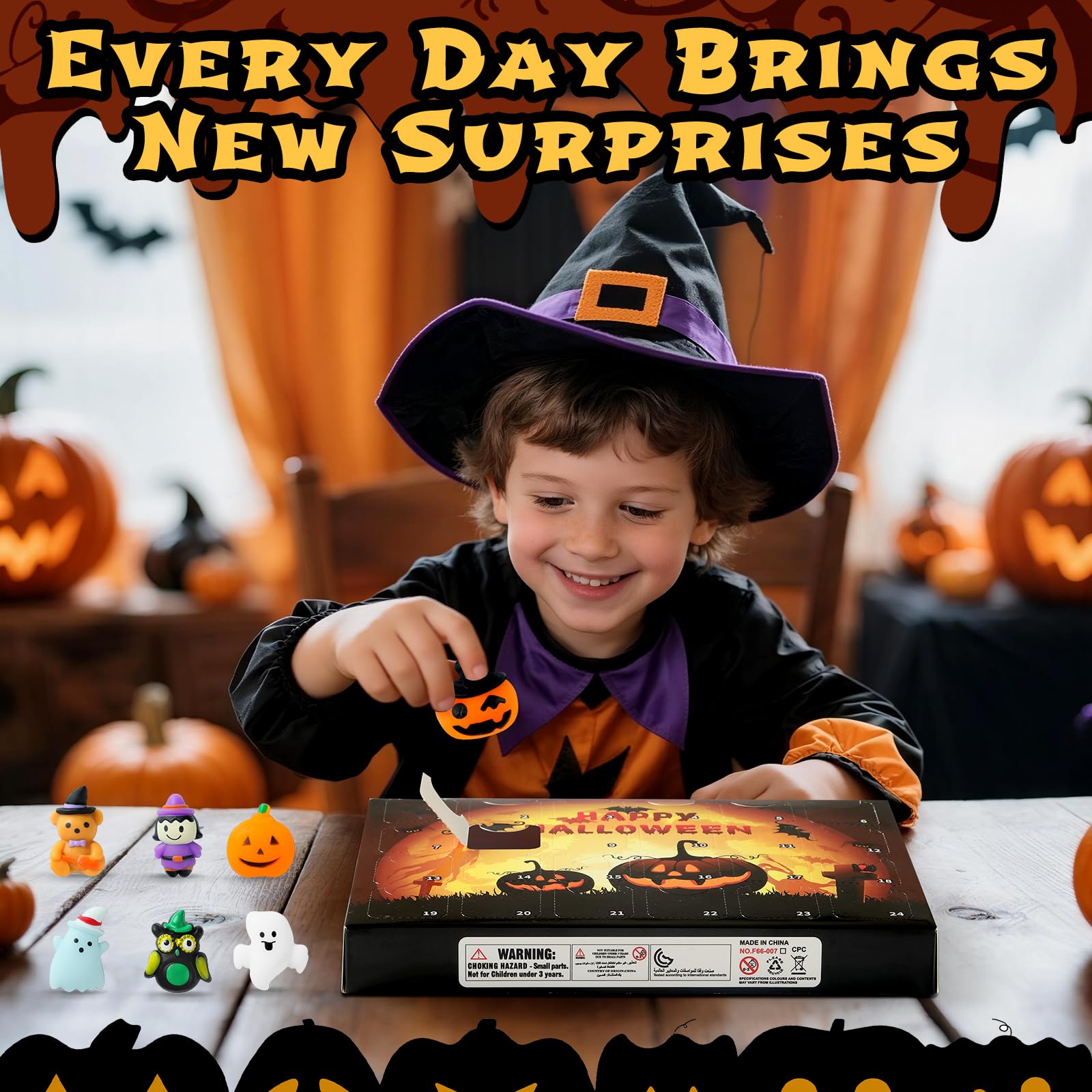 Halloween Advent Calendar 2025 with Mochi Squishy Toys 24 Days, Mini Squishy Advent Calendar for Kids, Boys, Girls, Teen (Hallow